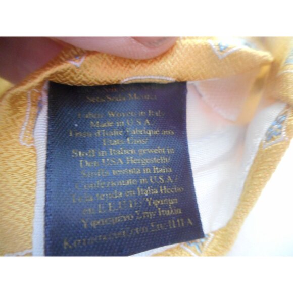 Vintage 100% Italian Silk Brooks Brothers Yellow blue Mens Tie Necktie USA Made - Picture 2 of 4